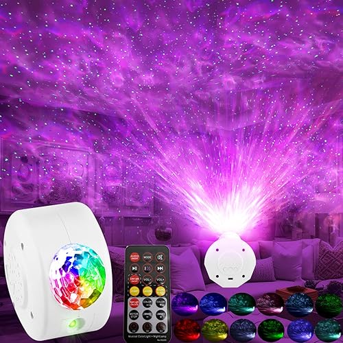 KAVAVO 14 Colors Starry Sky Galaxy Star Projector Light USB Interface Stroboscopic Timing Off Multiple Projection Angles for Bedroom, Kids Room, Party, Home Decoration (Multi-Colored)