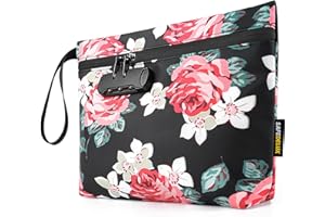 SafeDelux Smell Proof Bag with Combination Lock,11.5'' x 8.6'' Odor Proof Container Carbon Lining Smoking Tobacco Pipe Pouch, Odorless Durable Travel Organizer Cases (Flower)