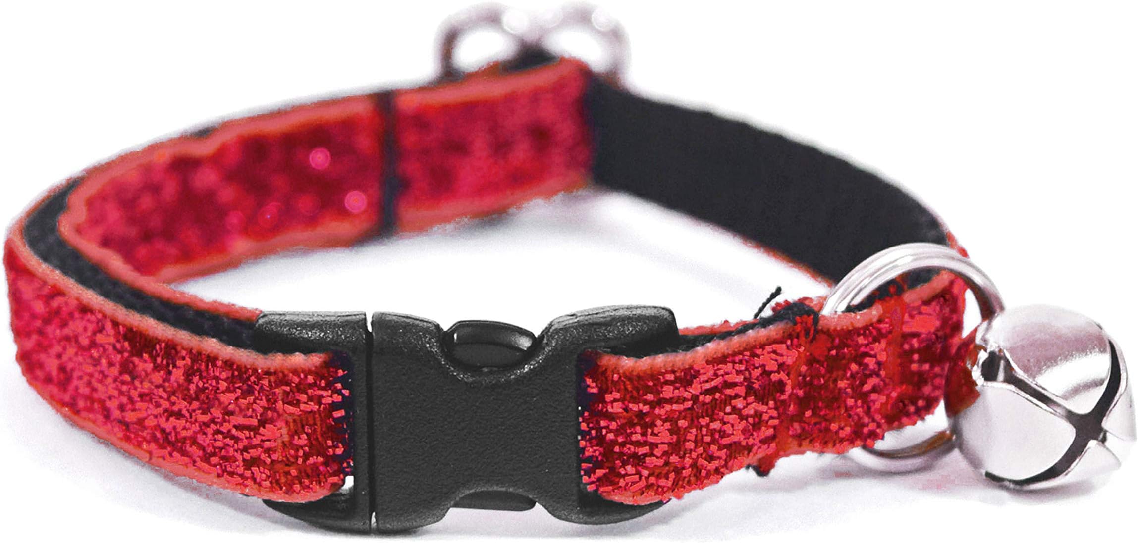 Kitty Kaboodle Breakaway Cat Collar with Bell - Fully Adjustable (7-11”) Sparkle Nylon Kitten Safety Collars