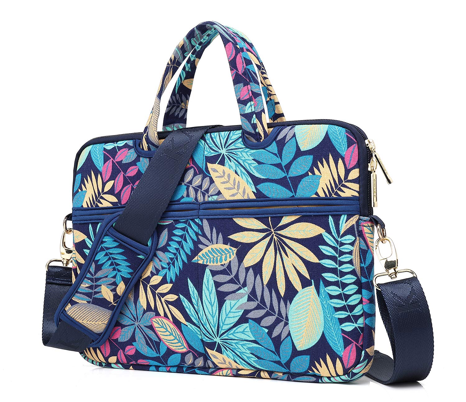 kayond Forest Series Patten Canvas Laptop Shoulder Messenger Bag Case Sleeve for 12.5-13.3 Inch Laptop and Macbook Air 13 Pro 13/14 (13-13.3 inch, Forest Series Blue)