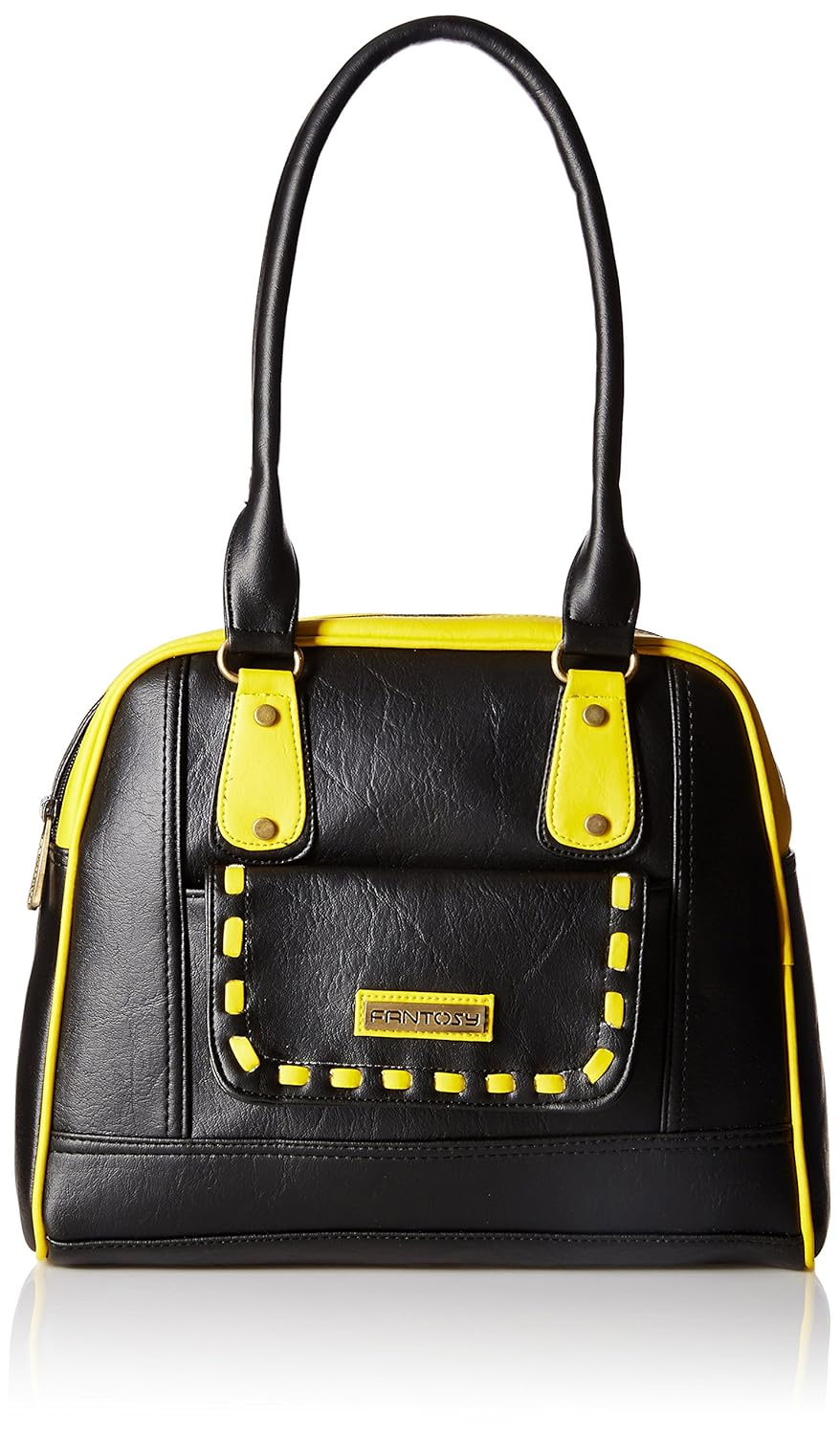 fantosy women's handbag (black and yellow) (fnb-434)