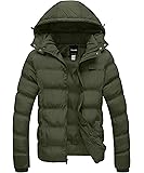 wantdoMen's Hooded Winter Coat Warm Puffer Jacket Thicken Cotton Coat with Removable Hood