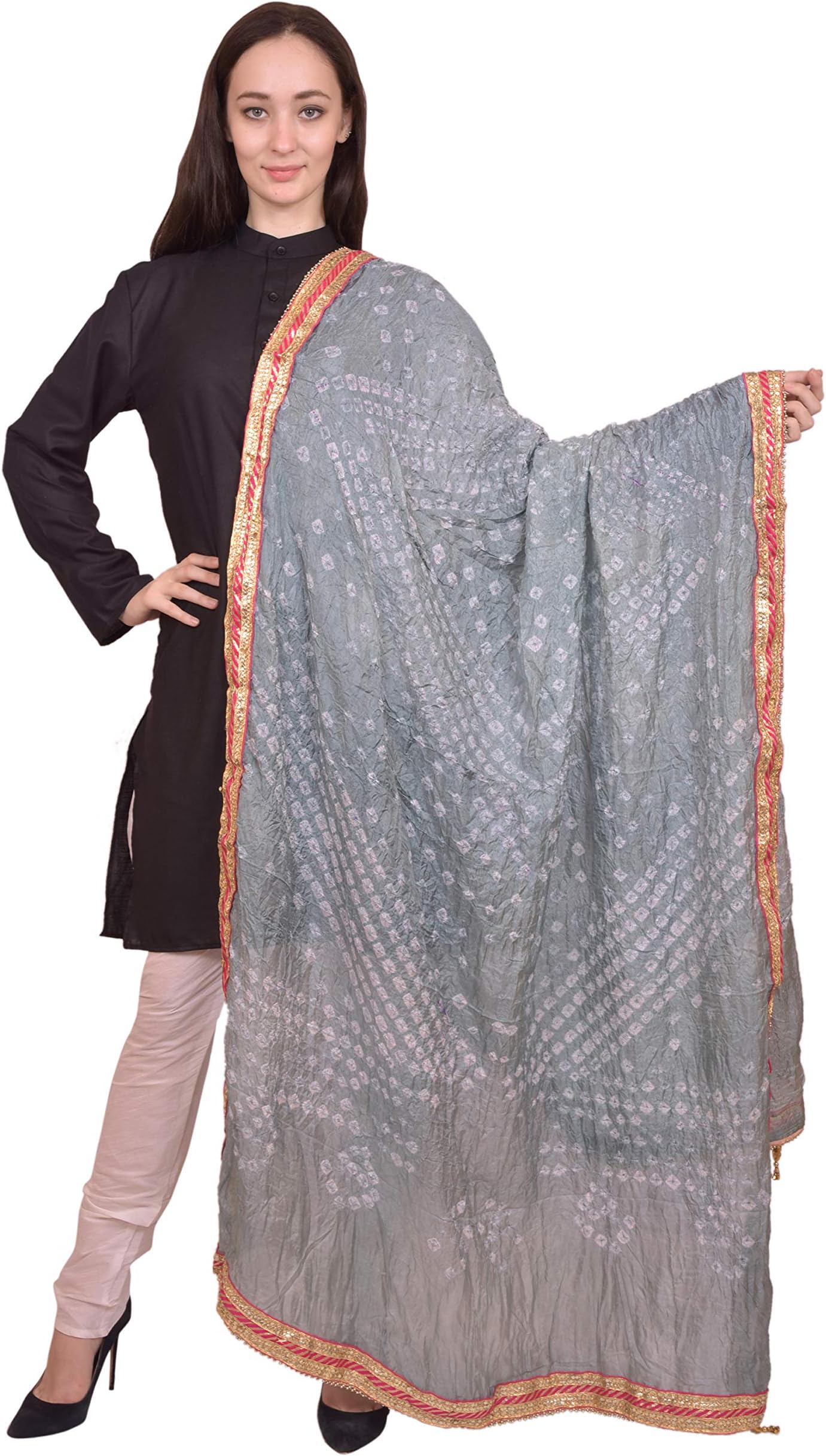 eloria Women's Tafeta Silk Dupatta Bandhani Bandhej Jaipuri Rajasthani Dupatta