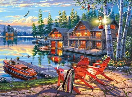 Amazon.com: Buffalo Games Rompecabezas Loon Lake de Darrell Bush, rompecabezas grandes (1000 piezas): Toys \u0026 Games