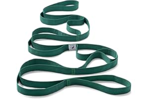 Slim Panda Stretching Strap with Loops, 10 Loops Yoga Strap for Stretching, Non-Elastic Stretch Strap with Exercise Guide Book for Pilates, Leg Stretch, Physical Therapy, Flexibility, Gymnastics