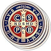 (3Pcs) St Benedict Medal Catholic Sticker Saint Benedict Decal Christian Religious God Faith 2" Waterproof Vinyl Decal Sticker for Cars Bumper Laptop Water Bottles, Phone Decal Gifts 3 Inches