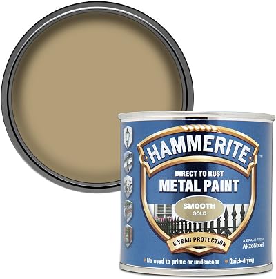 Hammerite Direct to Rust Metal Paint Smooth Gold 250ML Brand New