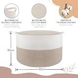 Maliton Large Cotton Rope Storage Basket 55x35cm 68L White Brown view 3