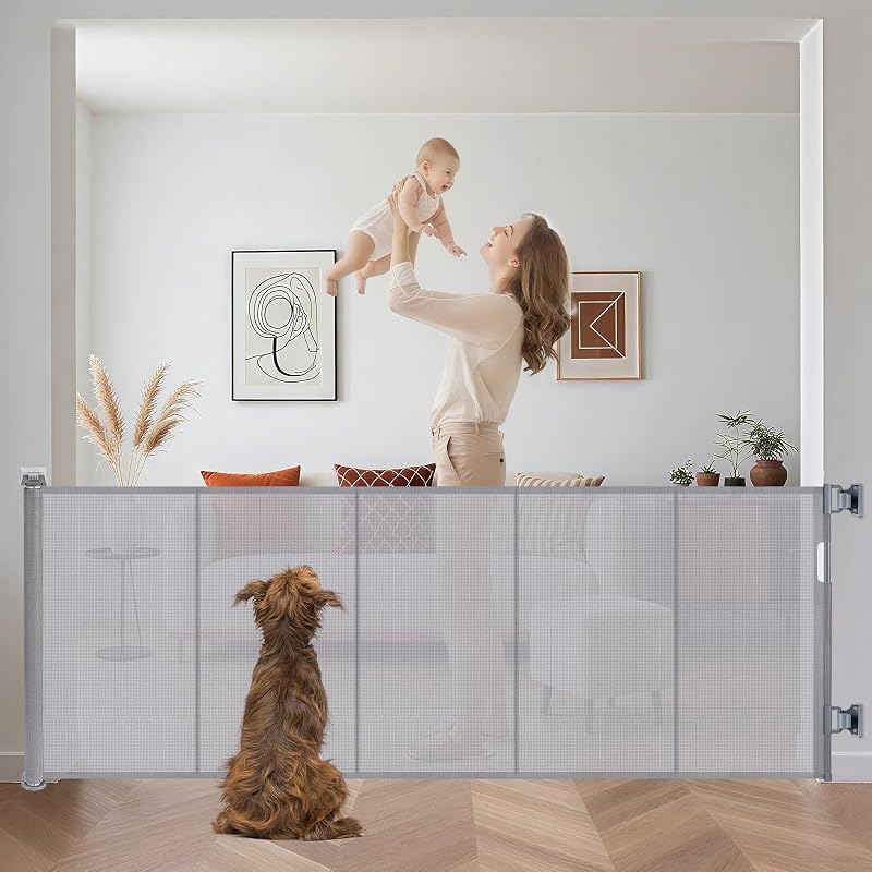 Eyeleaf Extra Wide Retractable Baby Gate 120in Indoor Outdoor