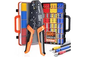 Preciva Crimping Tool with 490PCS Insulated Terminals and 110 Heat Shrink Tubes, AWG 20-10 Ratchet Crimping Pliers with Stora