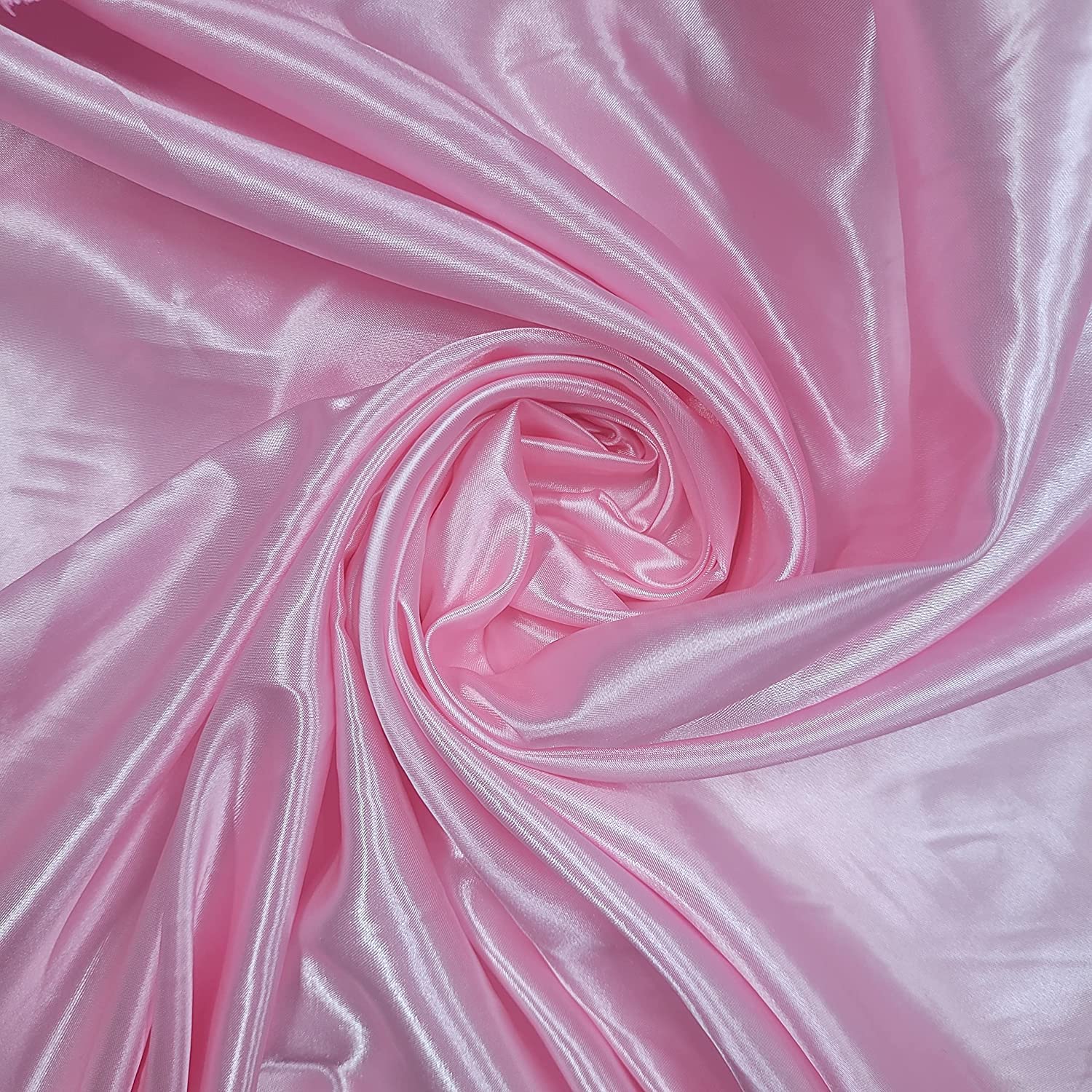 EP 100% Polyester/Poly Silk Silky Satin Fabric, Dressmaking, Wedding, Prom - Dress Craft Fabric Material 58" - 150 cm Wide Sold in Pre - Cut Lengths (2 Meter, Pale Pink)