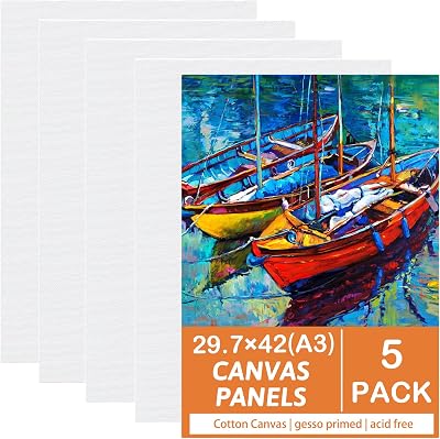 Koncci Canvas for Painting 30x42cm A3 5Pcs 3mm Acid-Free Cotton Canvas