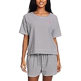 U.S. Polo Assn. Womens Summer Pajamas Sets Cotton - Poly, PJ Sets for Women Shorts, 2 Piece Lounge Set Shorts