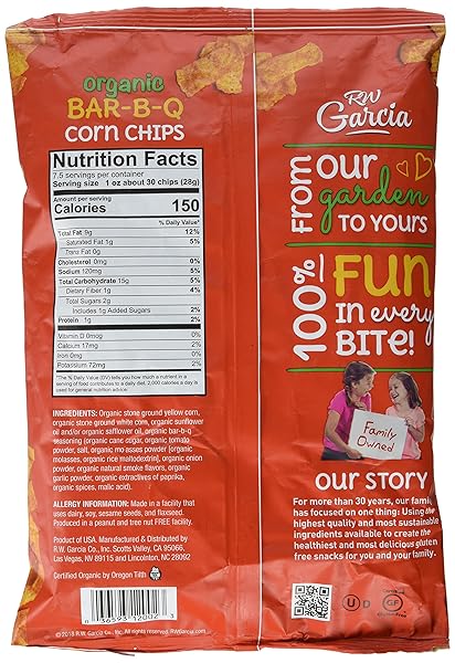 RW GARCIA ORGANIC BBQ CORN CHIPS, 212 GR