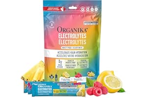Organika Canadian-Made Electrolytes Powder - Variety Pack Sachets (Raspberry/Lemonade/Pineapple) On-the-Go Sugar-Free Hydrati