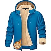 TACVASEN Men's Zip Up Sherpa Lined Hoodies Thick Fleece Heavyweight Jacket Windproof Thermal Zipper Sweatshirt