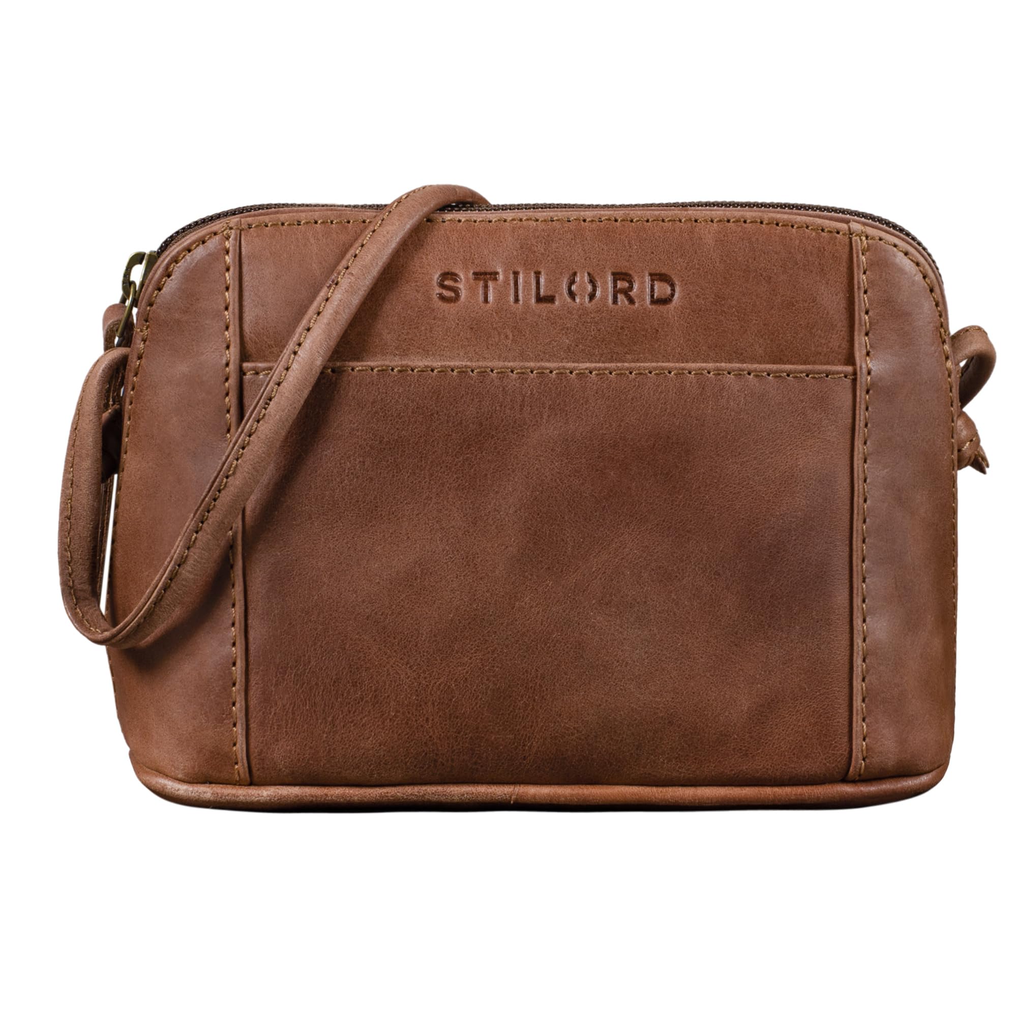 STILORD "Mariella" Leather Crossbody Handbag for Women Mini Leather Purse Small Shoulder Bag Vintage Satchel Side Bag Work Bag Party Bag in Genuine Leather Colour:Messina - Brown