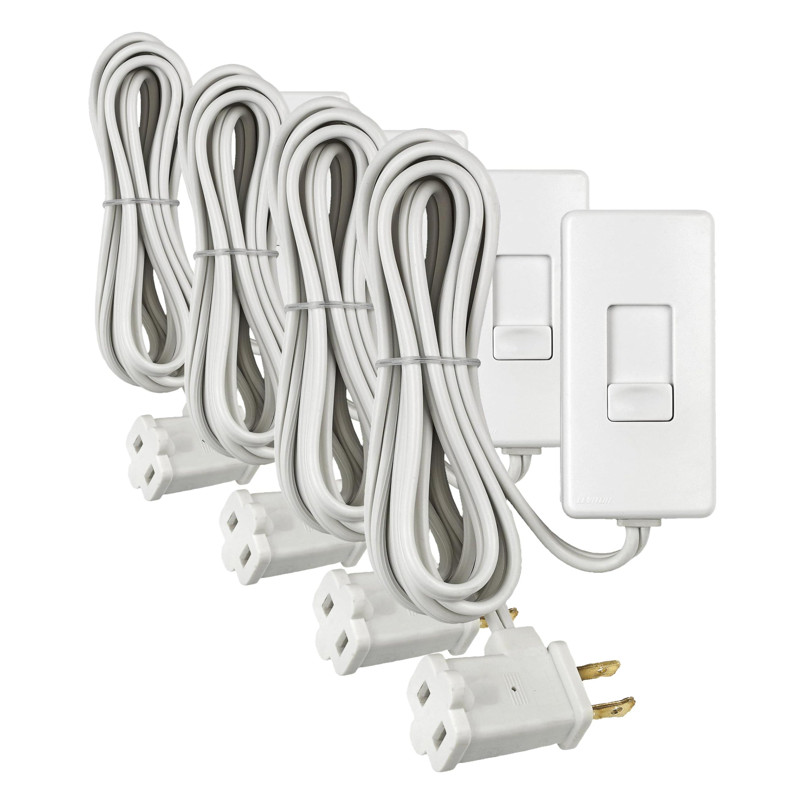 Leviton Table Lamp Dimmer White | 150W LED/CFL Compatible | 6 Foot Cord | Slide Control | Pack of 4 Image