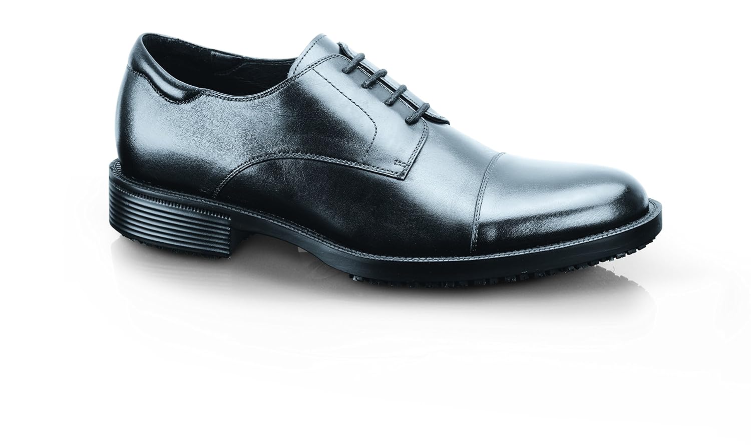 Shoes for Crews Senator - Comfortable Leather Work Shoe, Cushioned Insole, Slip-Resistant Outsole, Classic Office Style - for Men Black