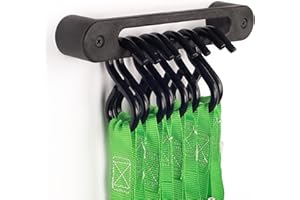 AV1 Hook Rail - 2/pk - Organize Your Tie-Down Straps (Ratchet, Cam Buckle, Bungee Cords, and More) A Low-Profile Wall-Mounted Cargo Strap Management Solution for Your Enclosed Trailer, Garage, or Home.