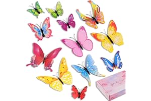 PROFASION 72 PCS Butterfly Wall Decorations with Magnets, 3D Reusable Butterflies Wall Stickers for Refrigerators, Bulletin Boards, Cake Decorating, Spring Garden Theme Parties, and as Unique Gift (Colorful)