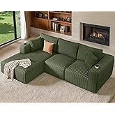 DURASPACE 108'' Modular Sectional Sofa, Cloud Boneless Couch with Deep Seat, Cup Holder, Memory Foam, Corduroy L Shaped Couch