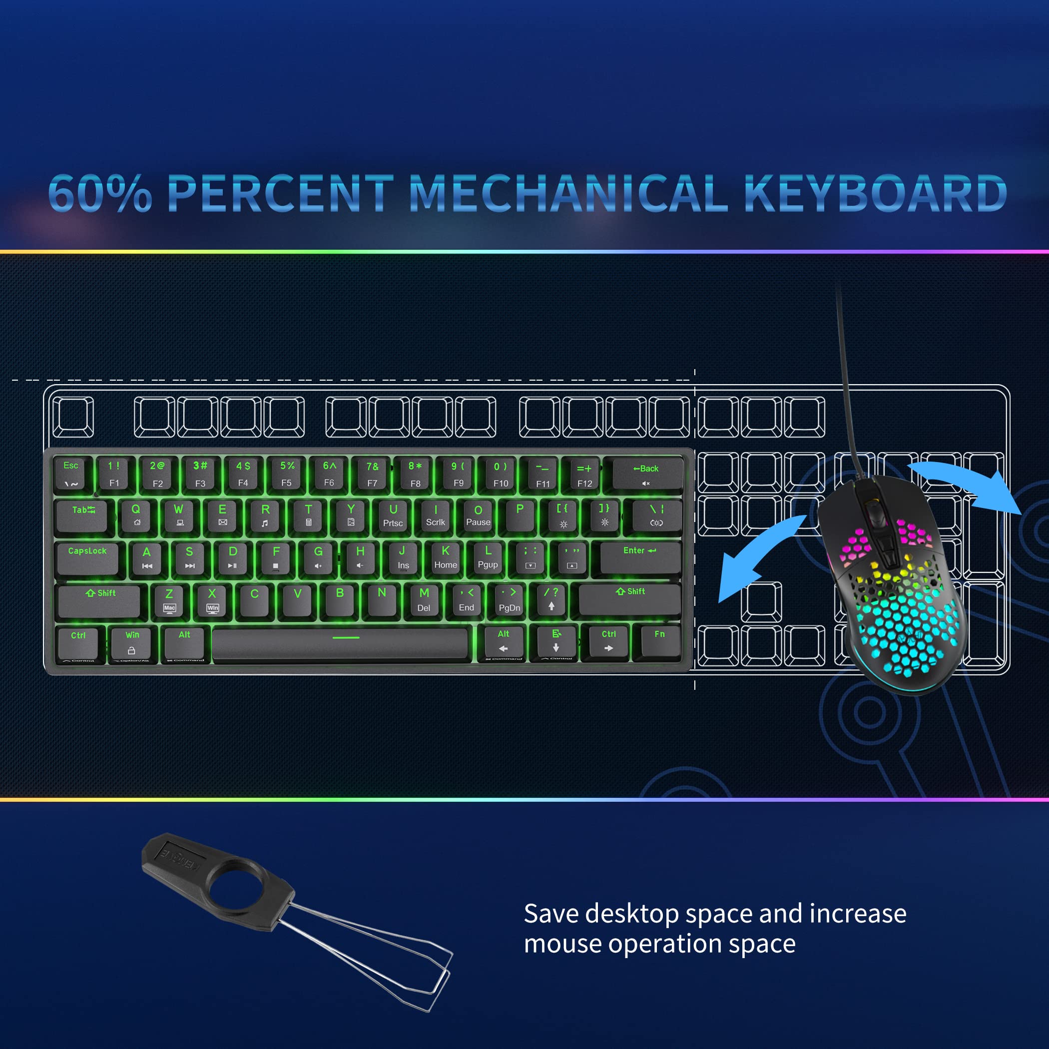 Dierya Dk61Se 60% Mechanical Gaming Keyboard Showing Compact 61-Key Layout
