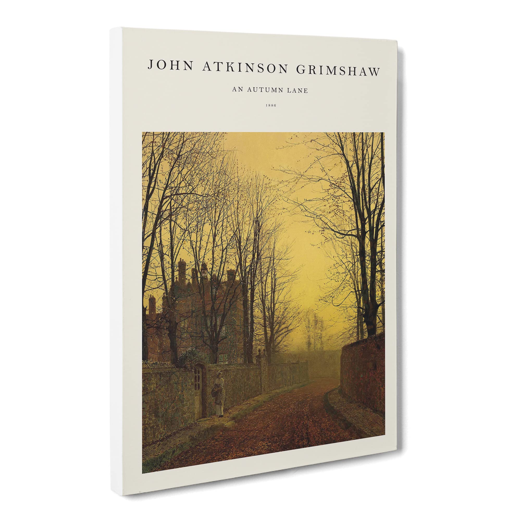 An Autumn Lane By John Atkinson Grimshaw Canvas Print | Gallery Wrapped 30mm Frame Wall Art | 20x14 inches | Ready to Hang | Classic Landscape Picture | Living Room Bedroom Lounge Office