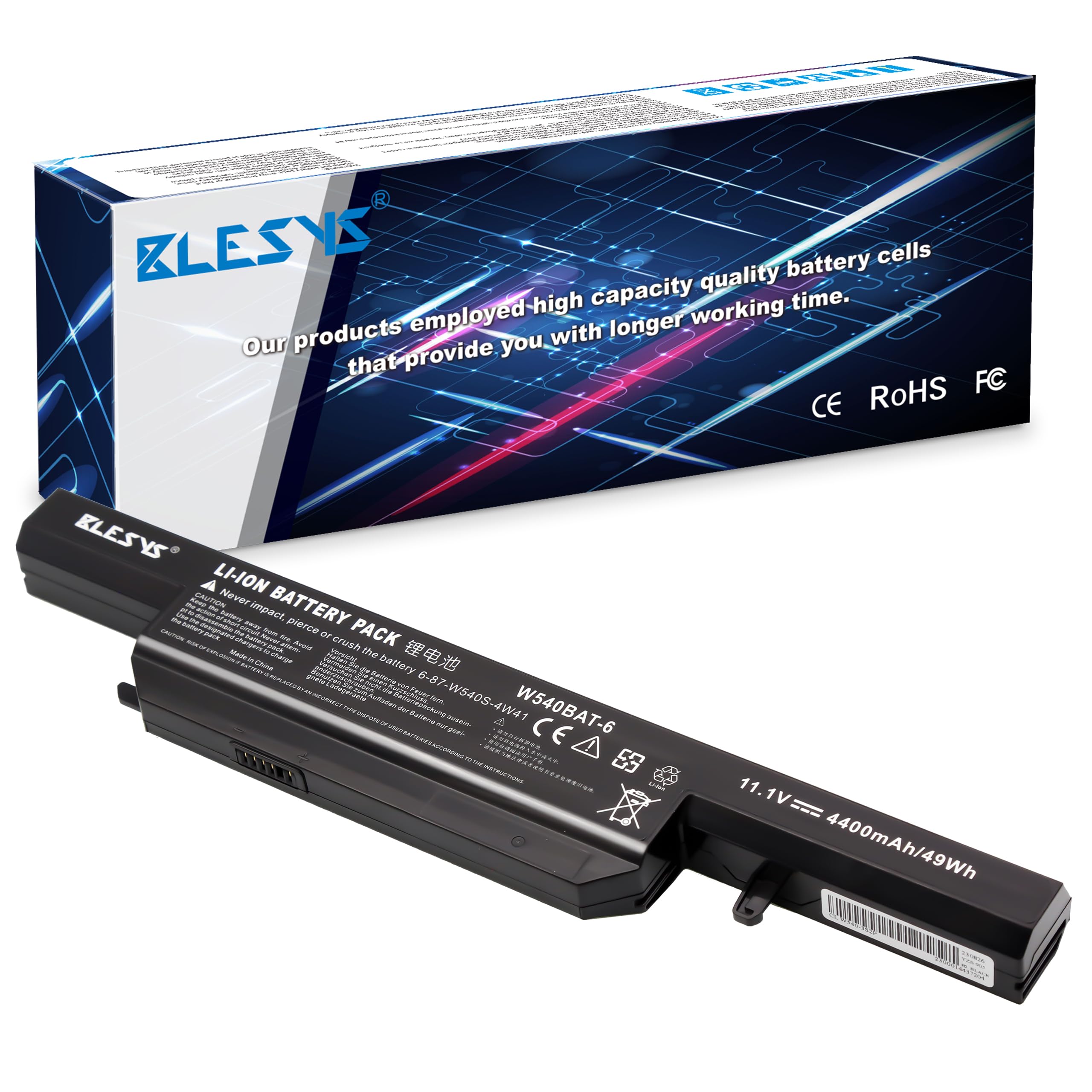 BLESYS W540BAT 6 Laptop Battery for CLEVO W540 W540EU W54EU W545EU W55EU W155EU W155U W550 W550EU W550SU W550SU1 W550SU2 W550TU W551SU Series