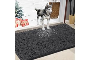 IM HOME Chenille Absorbent Outdoor Doormat 48" x 30", Washable Muddy Door Mats for Dog Non Slip Indoor Doormat Dog Mat for Muddy Paw Front Inside Door Mat for Entryway Dark Grey