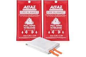 Emergency Fire Blanket for Home Kitchen - 39.4"x39.4" Flame Suppression Fiberglass Fire Blankets for Camping, Grill, Car, Office, Warehouse, Fireplace, Survival, Safety Altaz (2 Pack)