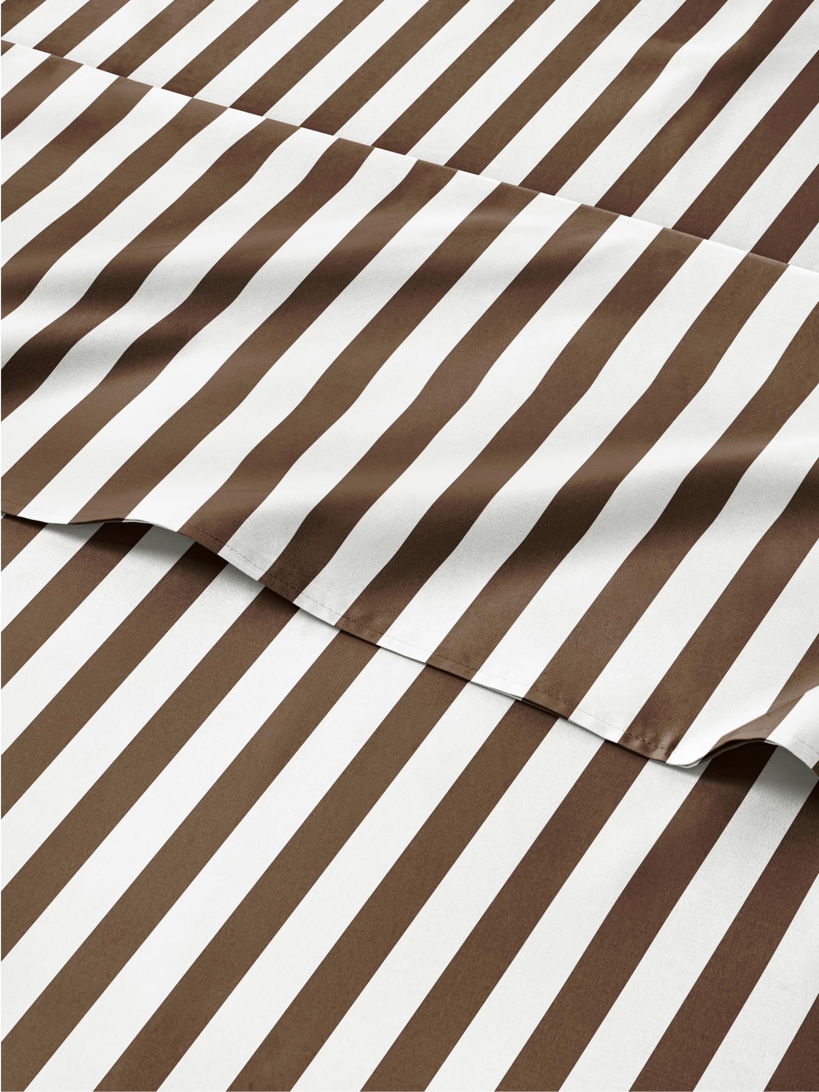 Photo 1 of Striped Sheets - Brown Striped Sheets - 1 Flat & 1 Fitted & 2 Pillowcases w/ Deep Pockets – Comfy, Wrinkle & Fade Free - Ultra-Soft, Breathable & Cooling – Luxury Pinstripe Bedding - Full Size Bed Set