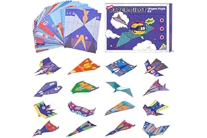 Leven DIY Paper Airplane Book, 16 Creative Folding Paper Planes with 48 Sheets of Colorful Origami Paper, Arts & Crafts Kit with Video Tutorials – Gifts for Boys and Girls Ages 3–12+ 11 * 8.3 inches