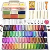 Polymer Clay 60 Colors, Modeling Clay for Kids DIY Starter Kits, Oven Baked Model Clay, Non-Sticky Molding Clay with Sculptin