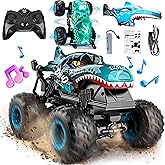BEZGAR Monster Truck Toys - Remote Control Monster Trucks with Light & Music, Dinosaur Toys for Kids, 1:20 Scale RC Truck with 360° Spins and Drifting, Remote Control Car for Boys with Two Car Shells