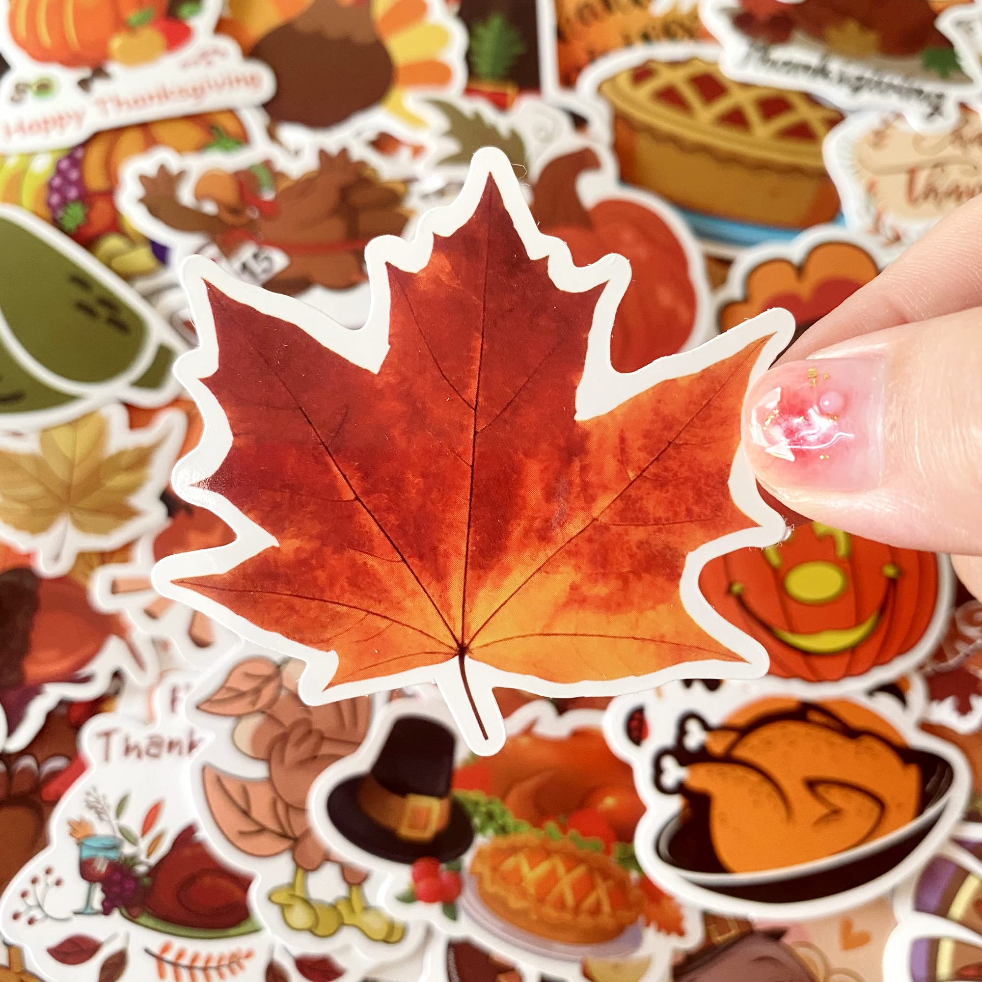 AOWDIAO Thanksgiving Stickers 200 Pcs Cute Thanksgiving Vinyl Stickers for Water Bottles Envelopes Scrapbooking Crafts Funny Fall Hoilday Stickers for Kids Teens Adults