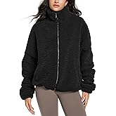ODODOS Women's Sherpa Fleece Full-Zip Jacket Long Sleeve Coat Soft Warm Cinchable Outerwear with Pockets