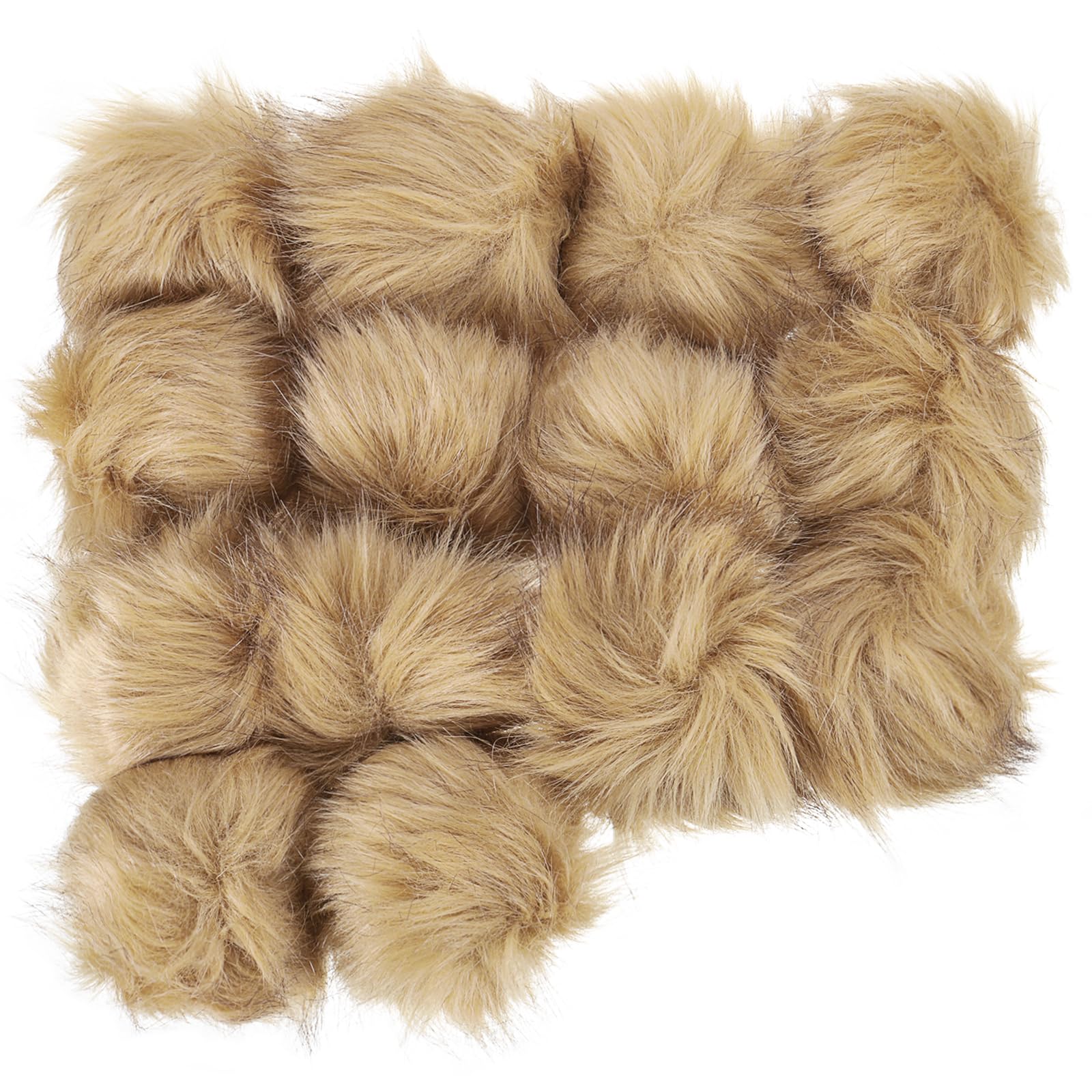 PATIKIL Faux Fur Pom Poms for Hats, 14 Pcs Fluffy Soft Fur Poms Balls with Elastic Loop for Keychain Knitting Hats DIY Scarves Gloves Bag Christmas, Khaki