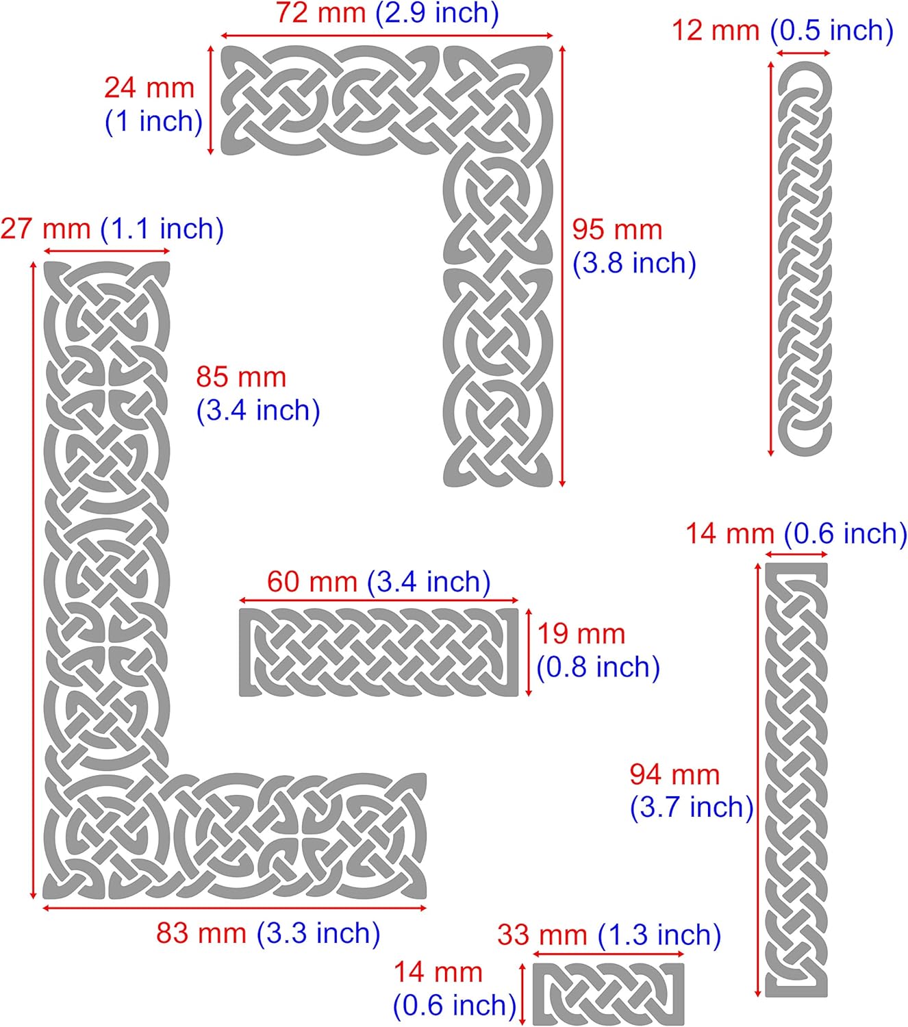 Aleks Melnyk No.36.2 Celtic Knot Border Stencil Furniture Metal Designer Stencil Templates Painting, Ornaments Vintage - Image 3