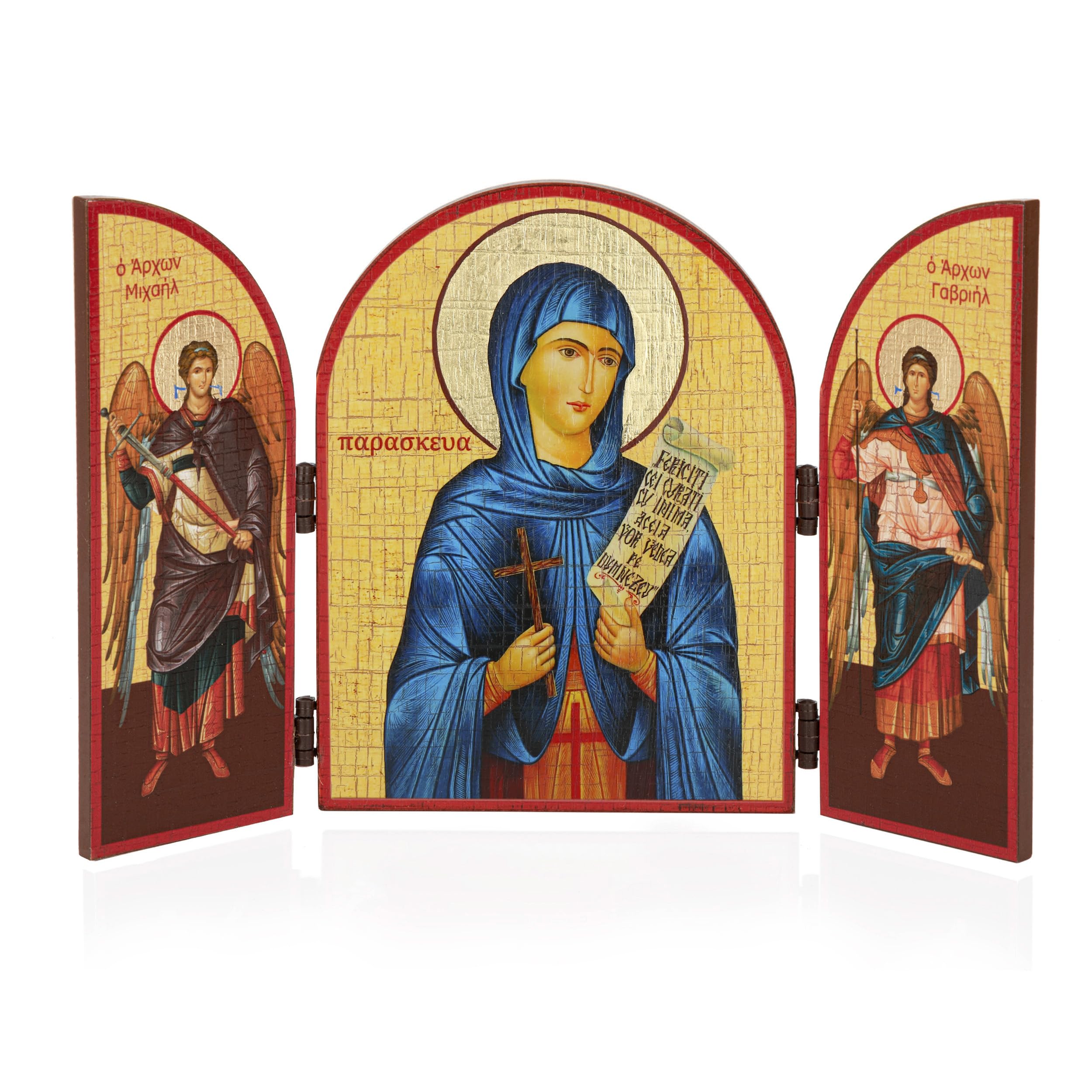 NKlaus Paraskeva Holy Martyr Icon Triptych Wooden 25 x 16 cm Christian 13800