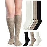 Shihanee 3 Pairs Winter Women Knee High Socks Long Ribbed Knit Slouchy Boot Socks Warm Gifts for Women Girls
