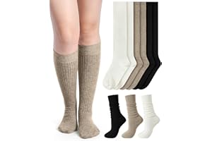 Shihanee 3 Pairs Winter Women Knee High Socks Long Ribbed Knit Slouchy Boot Socks Warm Gifts for Women Girls