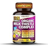 VEGATOT Organic Milk Thistle Complex 9 in 1 Formula - with Milk Thistle Artichoke NAC Zinc Dandelion Berberine Burdock Black Pepper (150 Count (Pack of 1))