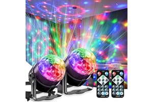 Mslitely Disco Ball with Remote Strobe Light, DJ Party Lighting for Home Room Dance Birthday Halloween Karaoke Stocking Stuffers New Years Eve Christmas Parties Decorations(2 Pack)