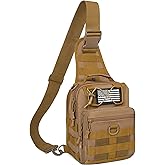 GMAK Tactical Sling Bag for Men, Small Tactical Shoulder Bag Backpack, Outdoor Military Rover Bags Travel Hiking Daypacks, EDC Crossbody Chest Bag Pack for Hiking/Cycling/Hunting, Khaki