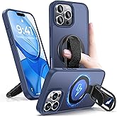 Shields Up for iPhone 16 Pro Case with Stand, 16 Pro Phone Case with Ring Holder & Phone Grip [Compatible with MagSafe] Translucent Matte Cover for iPhone 16 Pro 6.3 inch, Frosted Blue