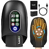 Lunix LX31 Rolling Hand Massager, Heat + Compression + Kneading, Smart Memory, Cordless Rechargeable, Charcoal Black