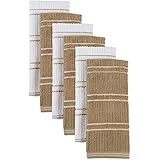 DII Basic Ribbed Terry Kitchen Basics Collection, Mocha, Dish Towels, 6 Piece