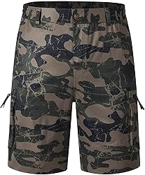 QPNGRP Men's 9" Inseam Stretch Waist Zipper Cargo