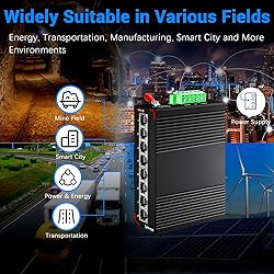 Lynxcel 8 Port Gigabit DIN-Rail Industrial Ethernet